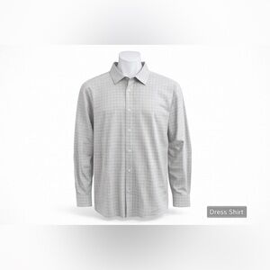 Men's Gray Checkered Shirt 18.5 x 36-37